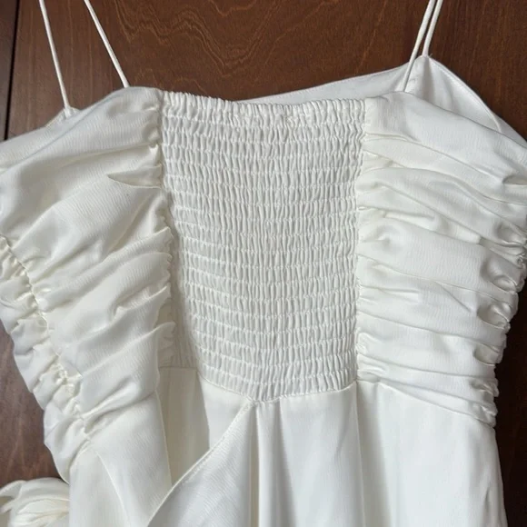 Wayf Delaney Asymmetrical Ivory Rouched Top, Spaghetti Strap Dress NWT Sz S Saks - Picture 9 of 13